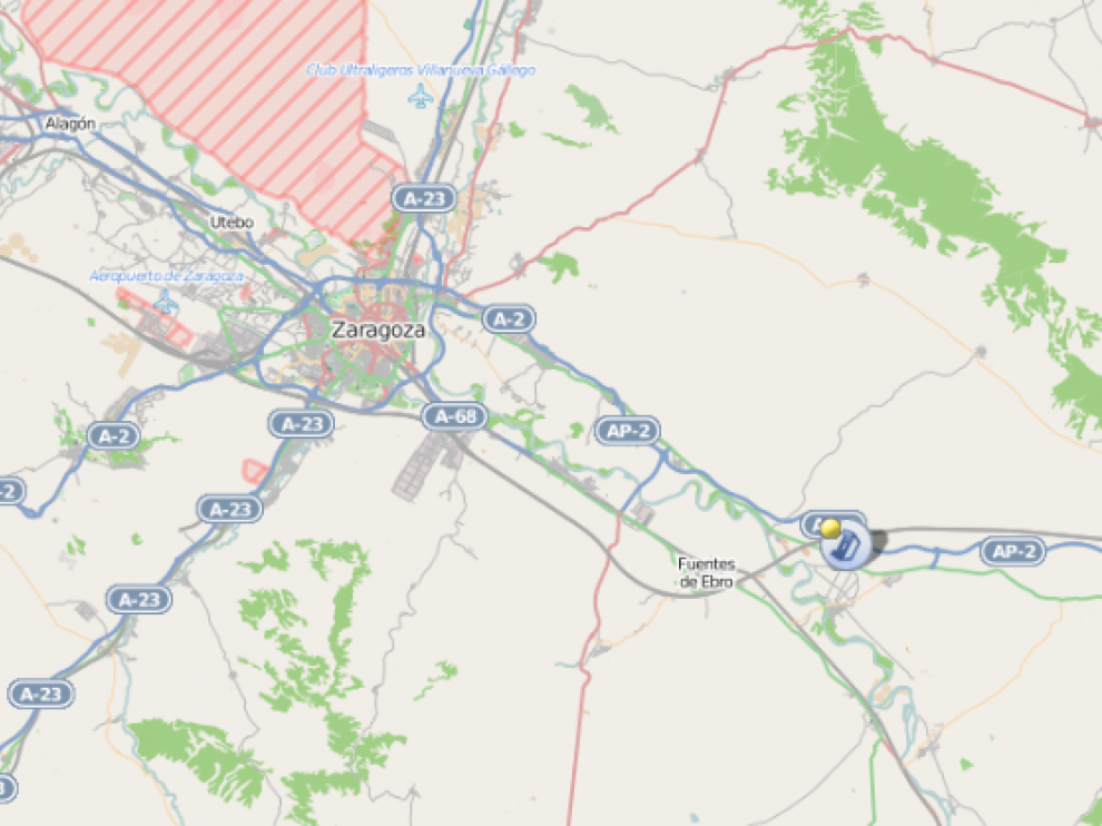 Lugar del accidente en Pina de Ebro