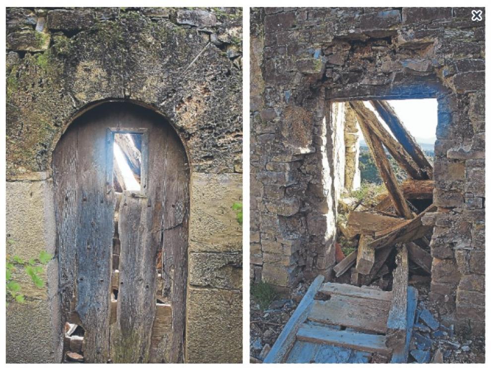 En 2019. Casa Buey, una de las cinco que había en Huértalo y la última que se mantuvo habitada . El año pasado el arco de la puerta estaba intacto.