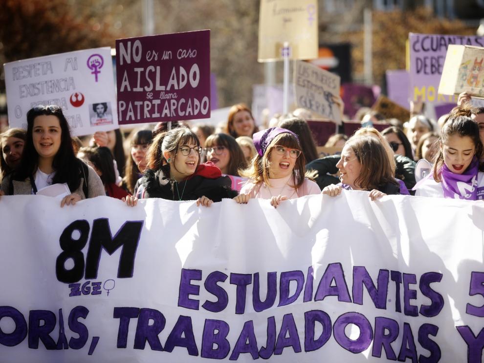 Manifestación estudiantil por el 8M en Zaragoza