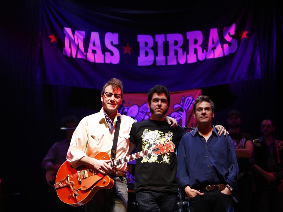 Pepe Lorente (Mauricio Aznar), Javier Macipe y Marc Rodríguez (Pedro Aznar), en el CC Delicias.
