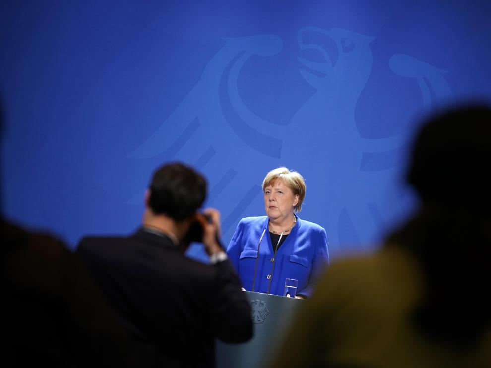 Press conference of German Chancellor Merkel following a videoconference of the Heads of State and Government of the European Union on the coronavirus crisis