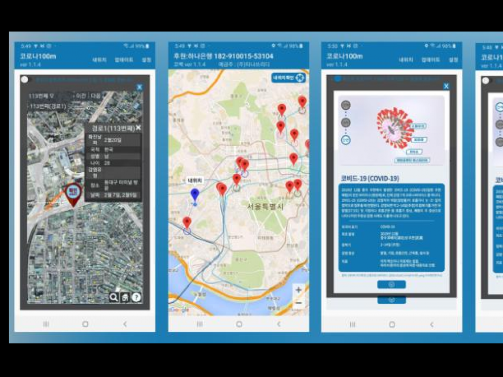 Corona map, una de las apps usadas en Corea