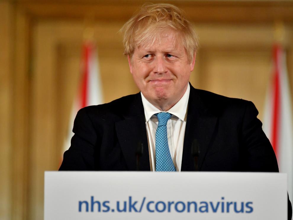 FILE PHOTO: British PM Johnson gives daily address to nation on coronavirus in London