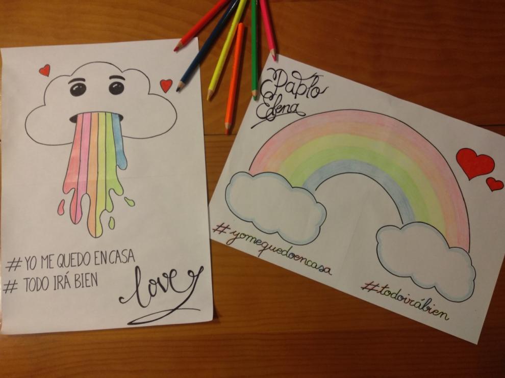 Dibujos Arco Iris de niños aragoneses para luchar contra el coronavirus