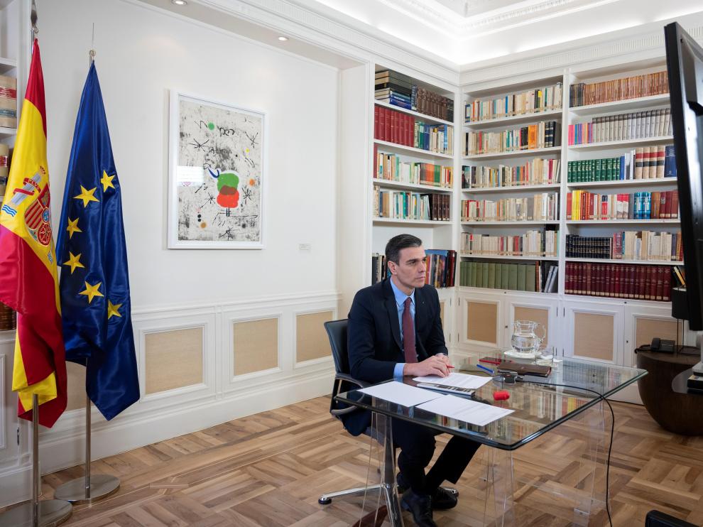 Pedro Sánchez tuvo una videoconferencia con los líderes europeos
