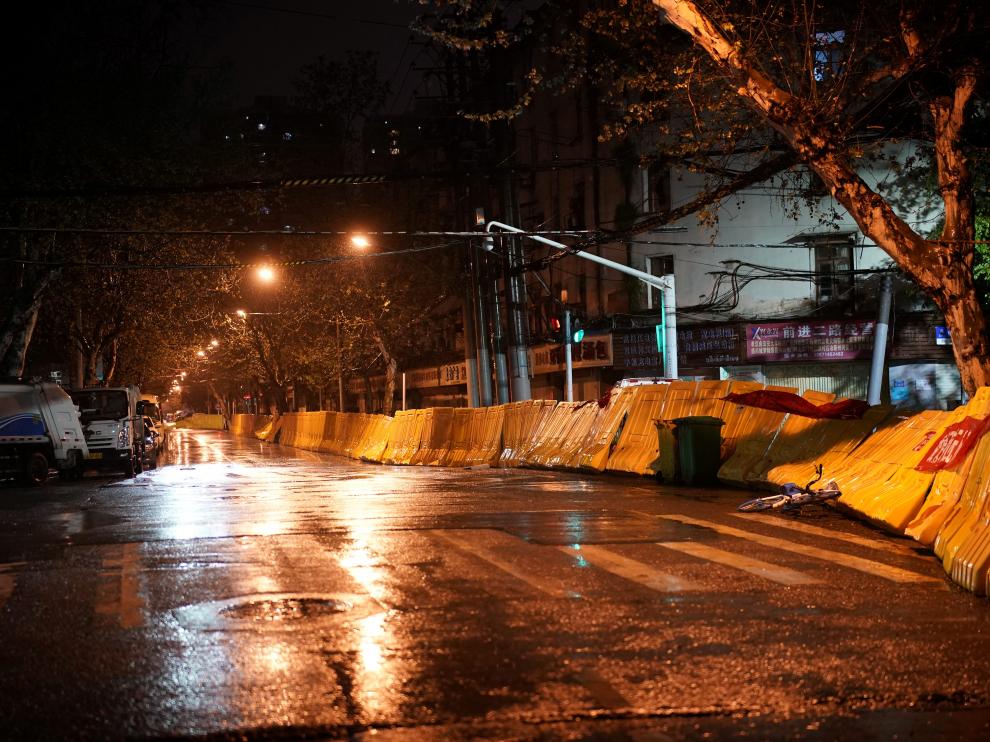 Barricadas callejeras en Wuhan