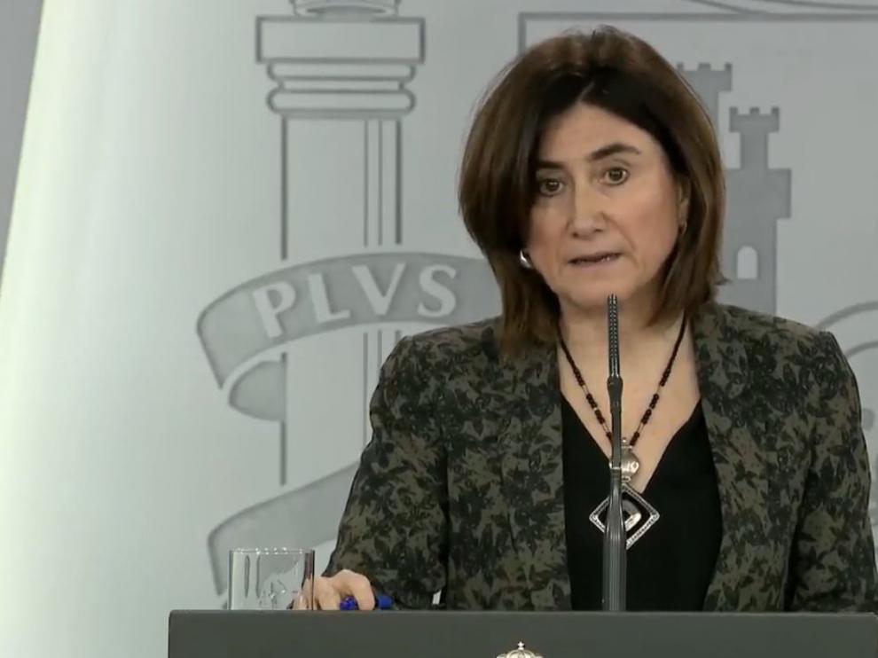 María José Sierra Moros durante la comparecencia de este lunes.