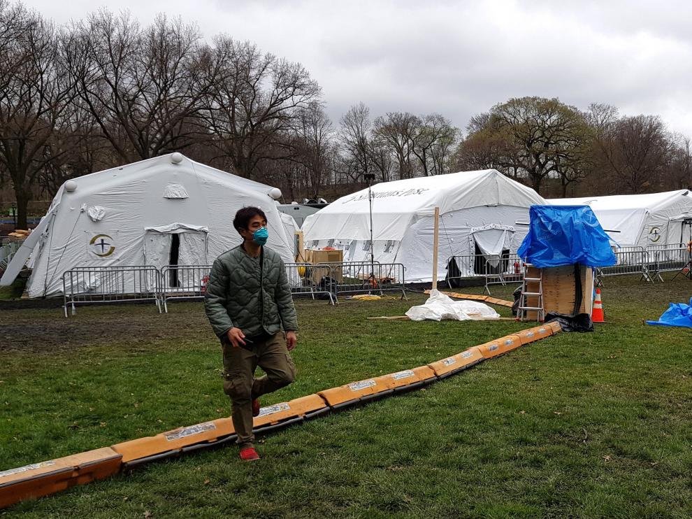 Un hospital de campaña en Central Park contra el COVID-19