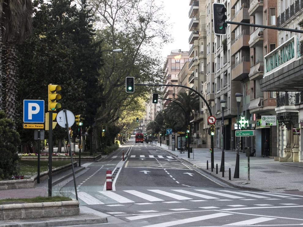 El centro de Zaragoza, vacío durante el estado de alarma.