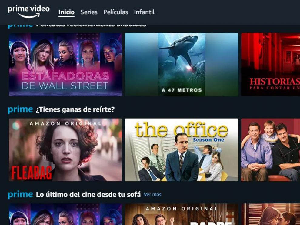 Portal de Amazon Prime Vídeo.
