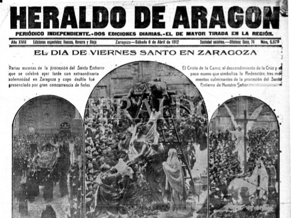 Tríptico que se publicó en la portada de HERALDO en 1912, fotografías de Grasa.