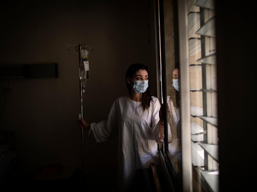 La enfermera libanesa Nancy Rahme, en el hospital Hotel Dieu de Beirut; contrajo el Covid-19