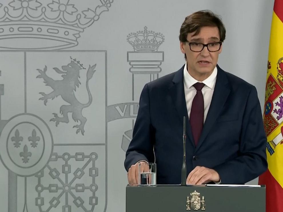 Salvador Illa este martes en rueda de prensa en la Moncloa.