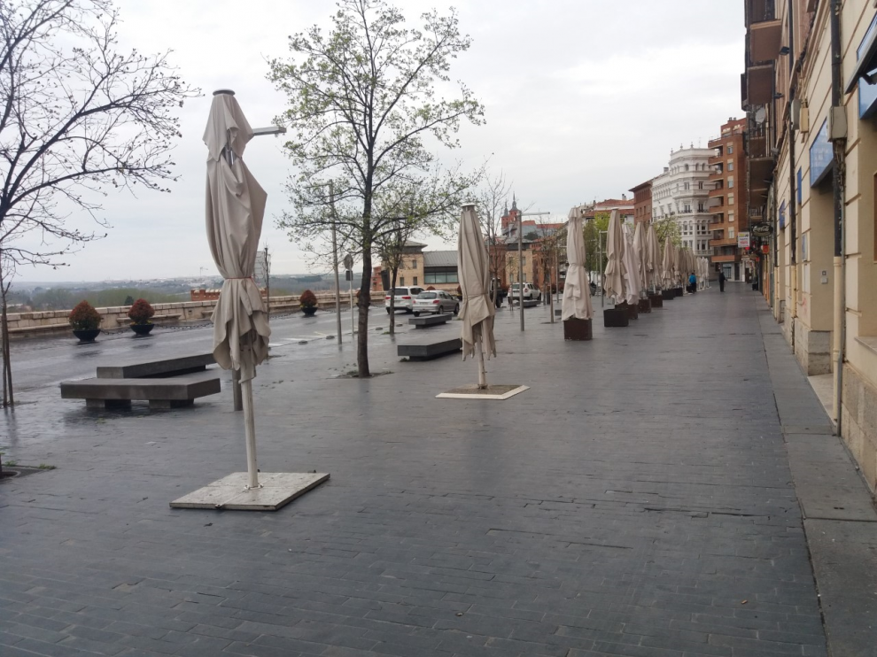 El paseo del Óvalo, una de las principales zonas de restauración de Teruel.