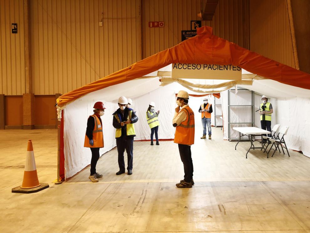 Megablok ha colaborado, junto con otras empresas aragonesas, en el equipamiento del hospital de campaña en la Feria de Muestras de Zaragoza.