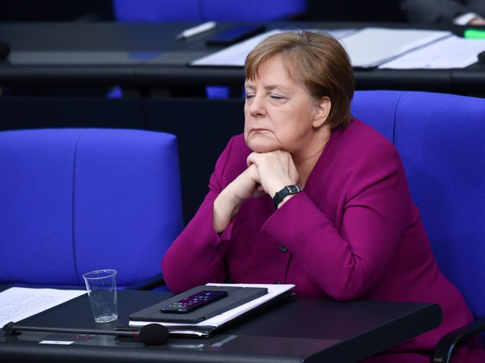 La canciller alemana, Angela Merkel, durante la sesión del Bundestag.