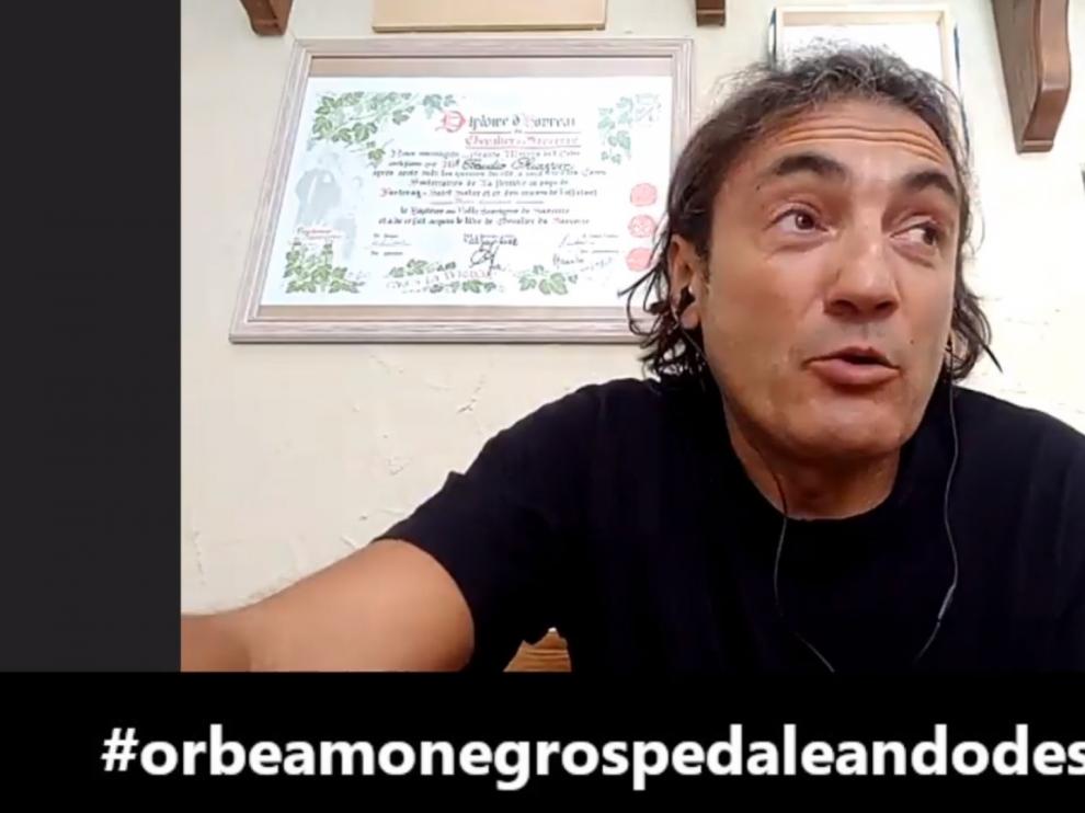 Claudio Chiappucci, durante su intervención en la Orbea Monegros.