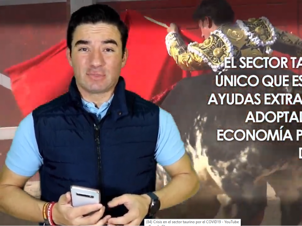 El torero Imanol Sánchez en un momento del vídeo en el que explica la sityuación "insostenible" que atraviesa el sector taurino.