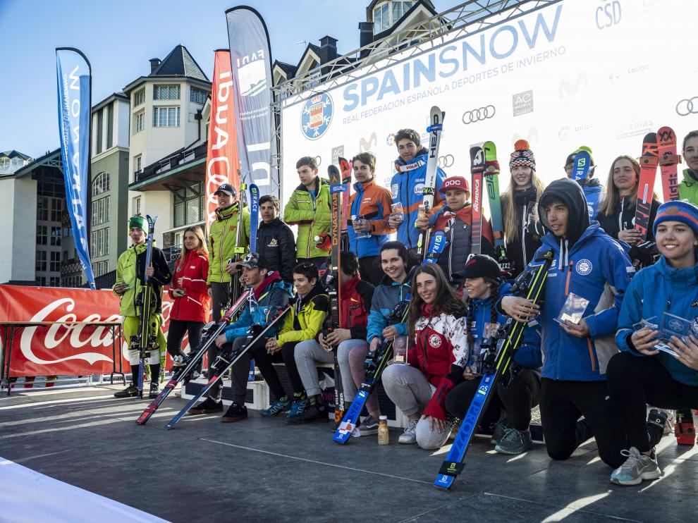 Podio de la prueba de la Copa de España en Sierra Nevada.