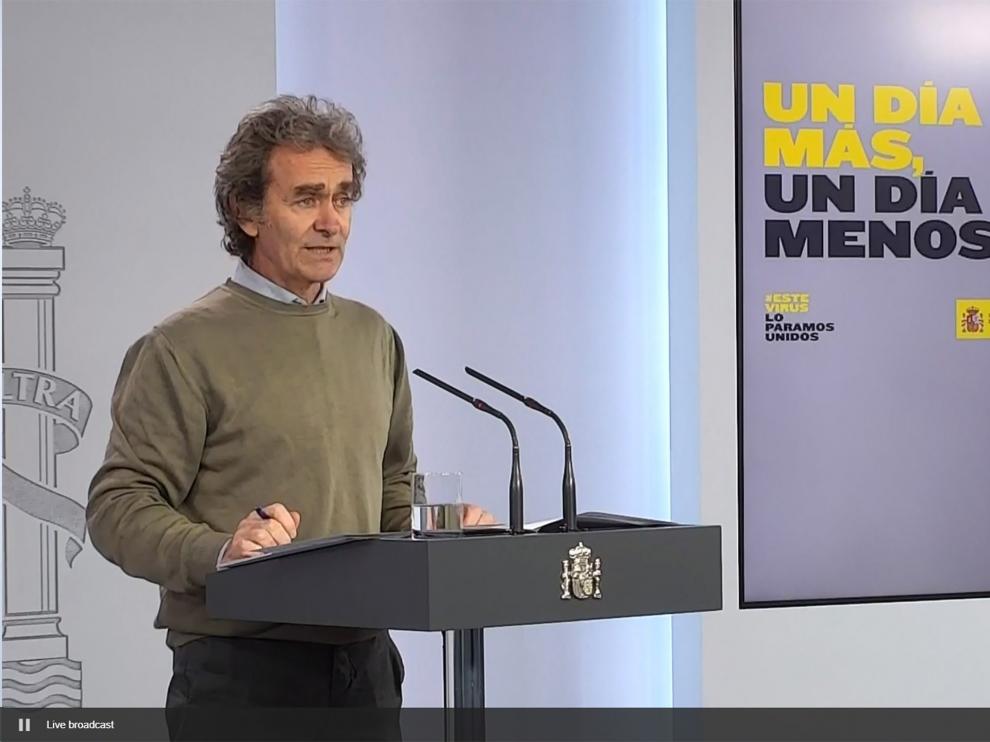 Fernando Simón este domingo en rueda de prensa en la Moncloa.