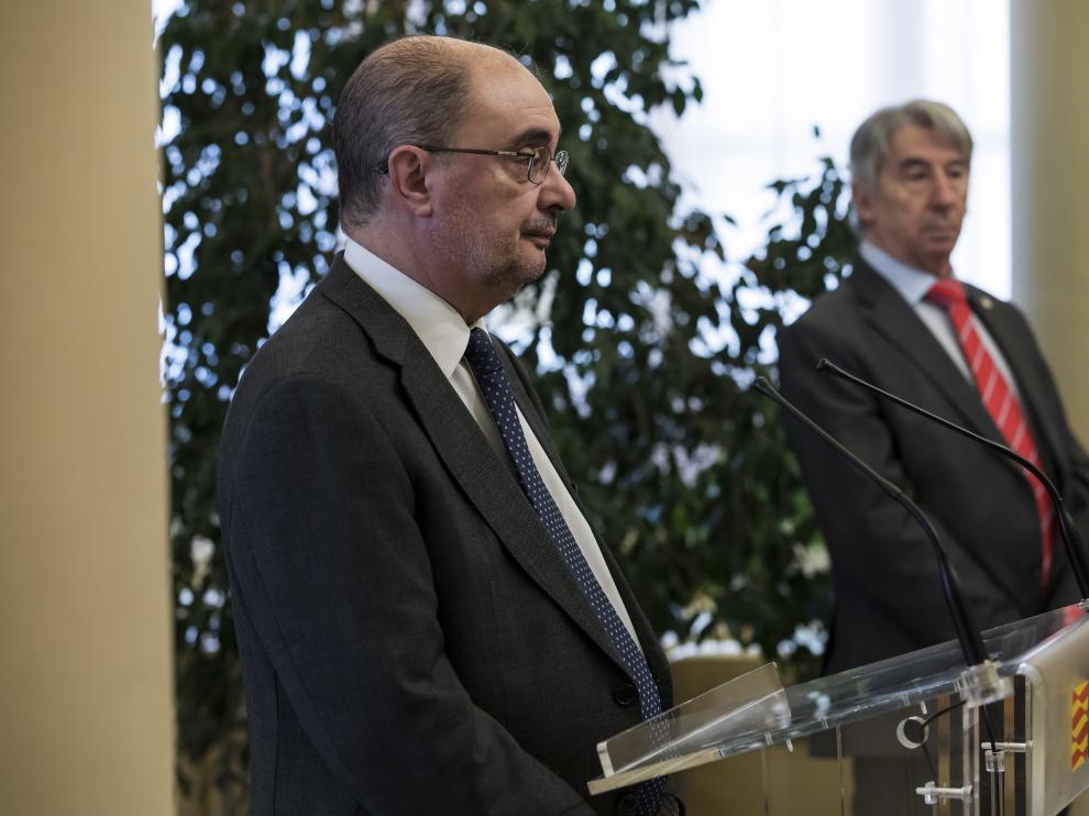 Javier Lambán, junto al presidente de Cepyme-Aragón Aurelio López de Hita.