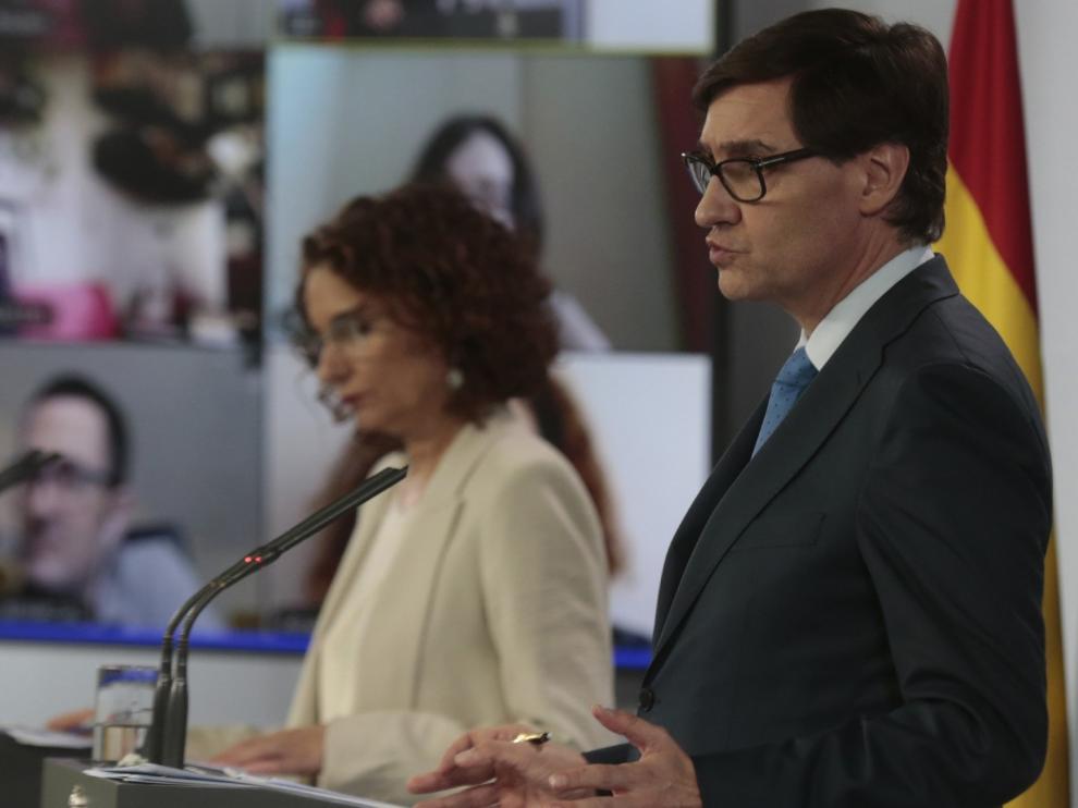 Salvador Illa, este domingo en rueda de prensa.
