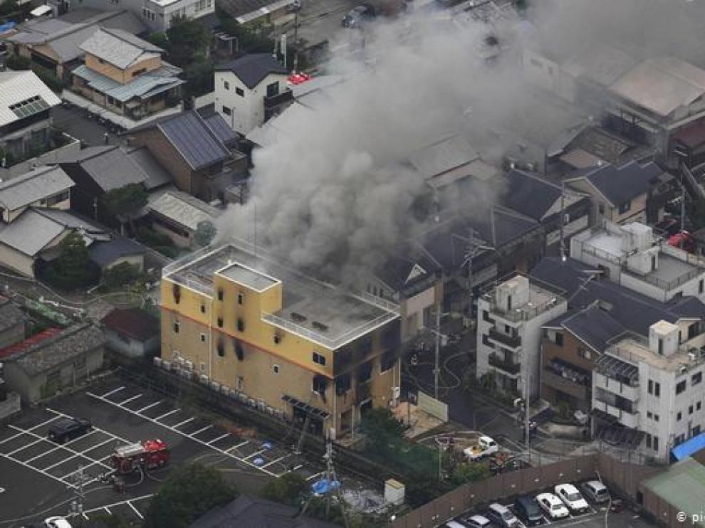 El estudio de animación que fue incendiado en Kioto, Japón.