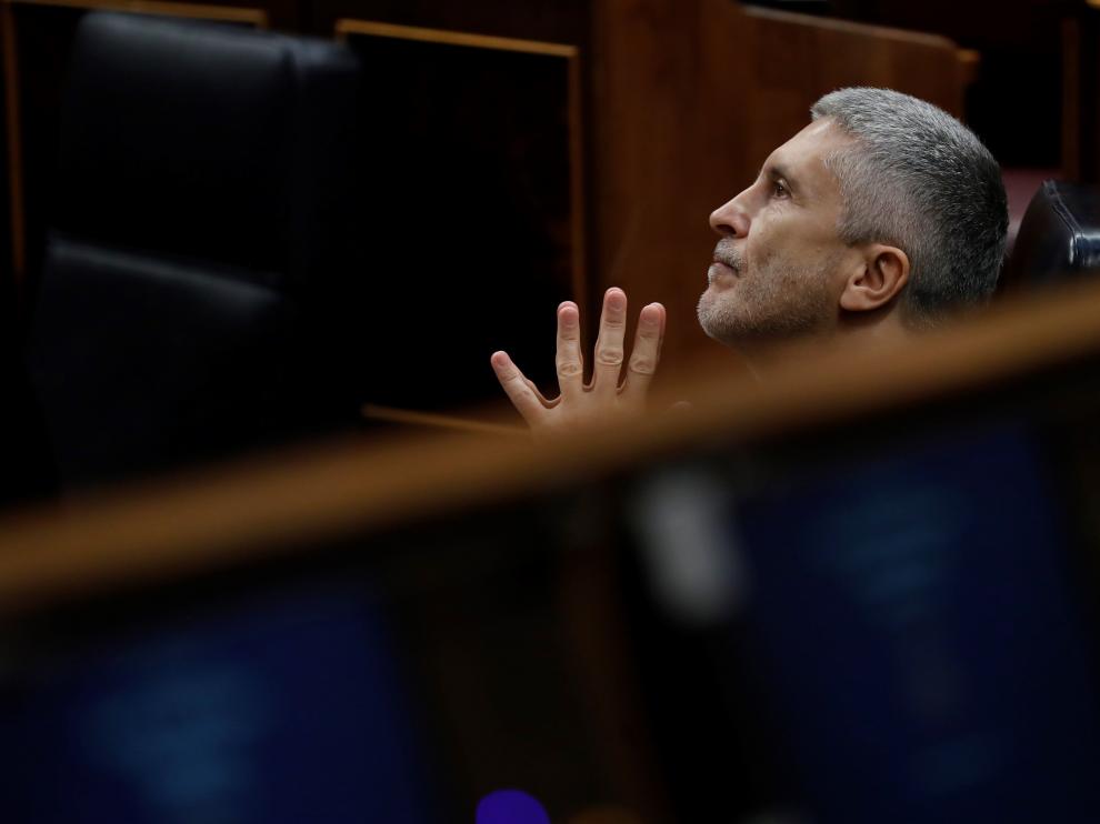 Fernando Grande-Marlaska este miércoles en el Congreso