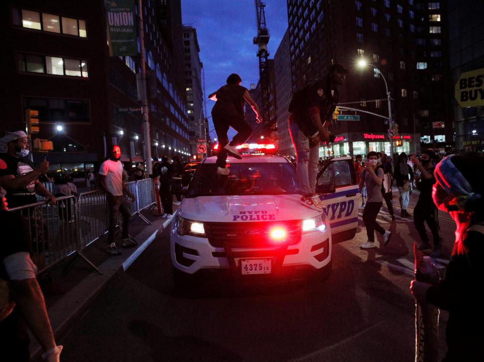 Protesters rally against the death in Minneapolis police custody of George Floyd in Manhattan