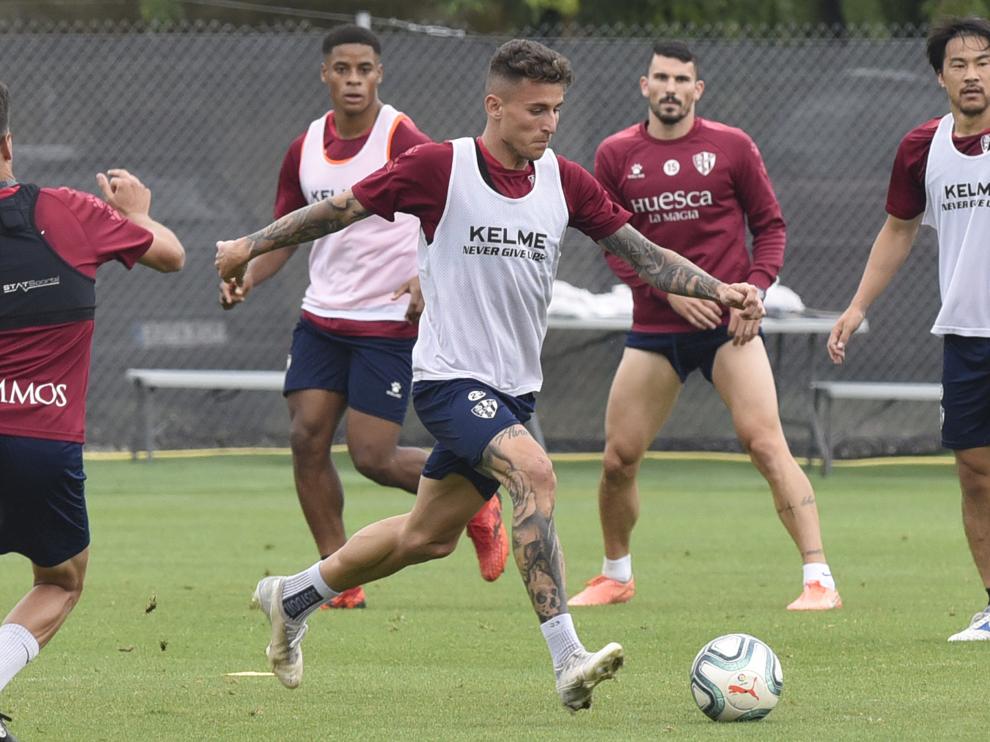 Dani Raba, durante el entrenamiento del lunes.