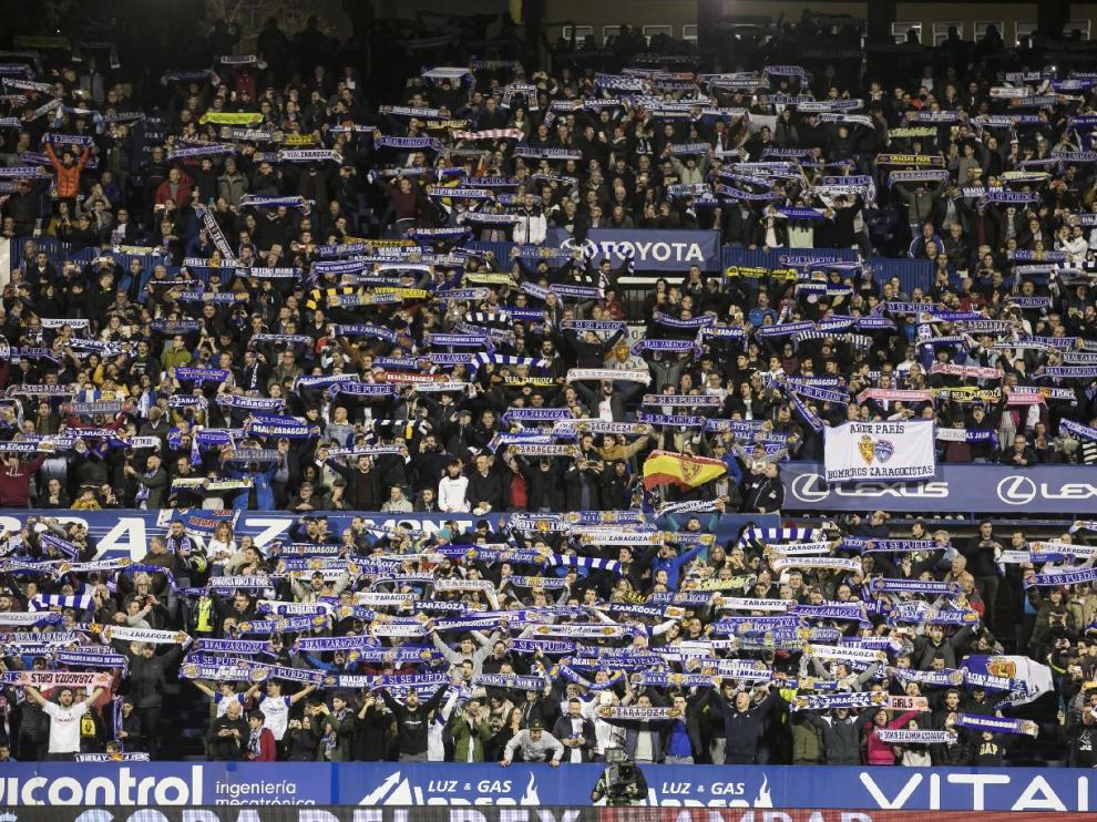 Las gradas de La Romareda, repletas durante el partido Real Zaragoza-Real Madrid de Copa disputado el pasado mes de enero.