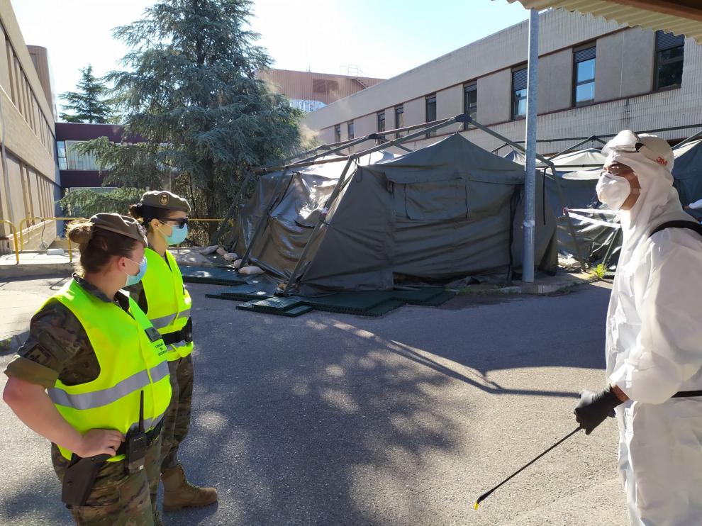 Imagen del desmontaje de las carpas de triaje por parte del Ejército de Tierra a finales de mayo.