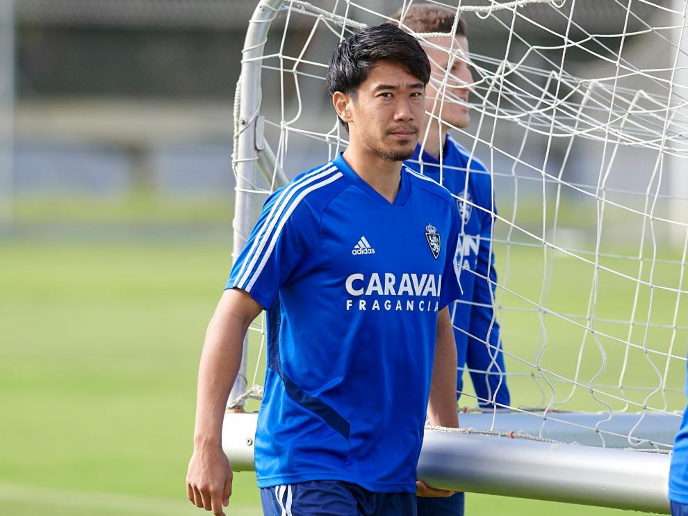 Shinji Kagawa, en el entrenamiento de este jueves.
