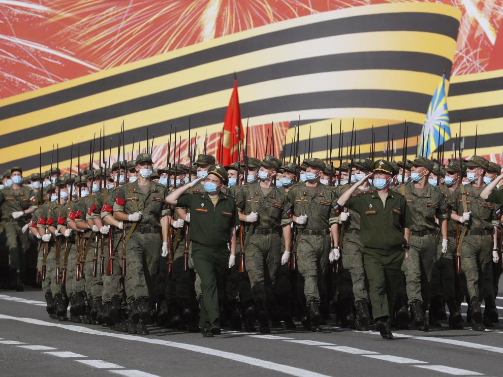 Russian military parade rehearsal in St. Petersburg