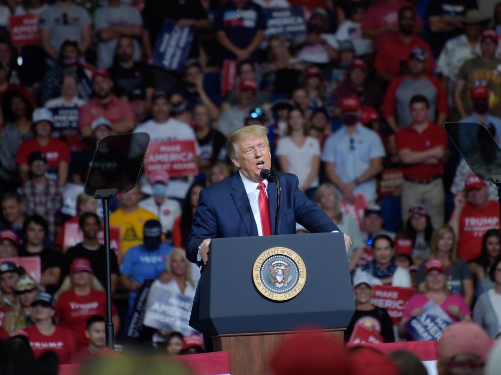 Trump durante su acto en Tulsa