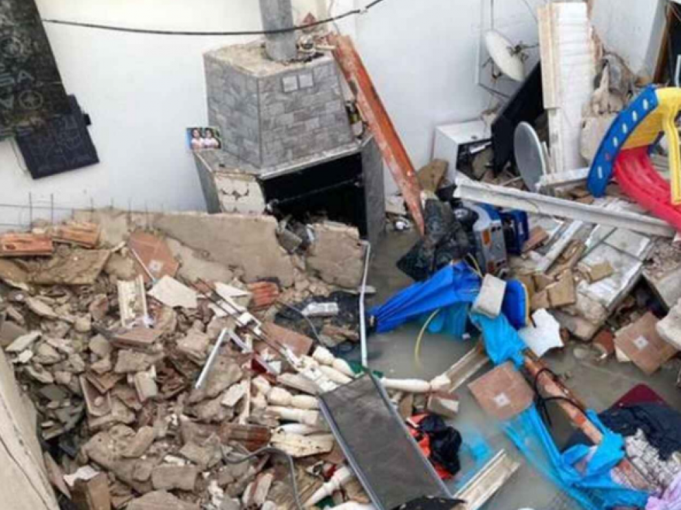 El estado de la terraza tras el hundimiento