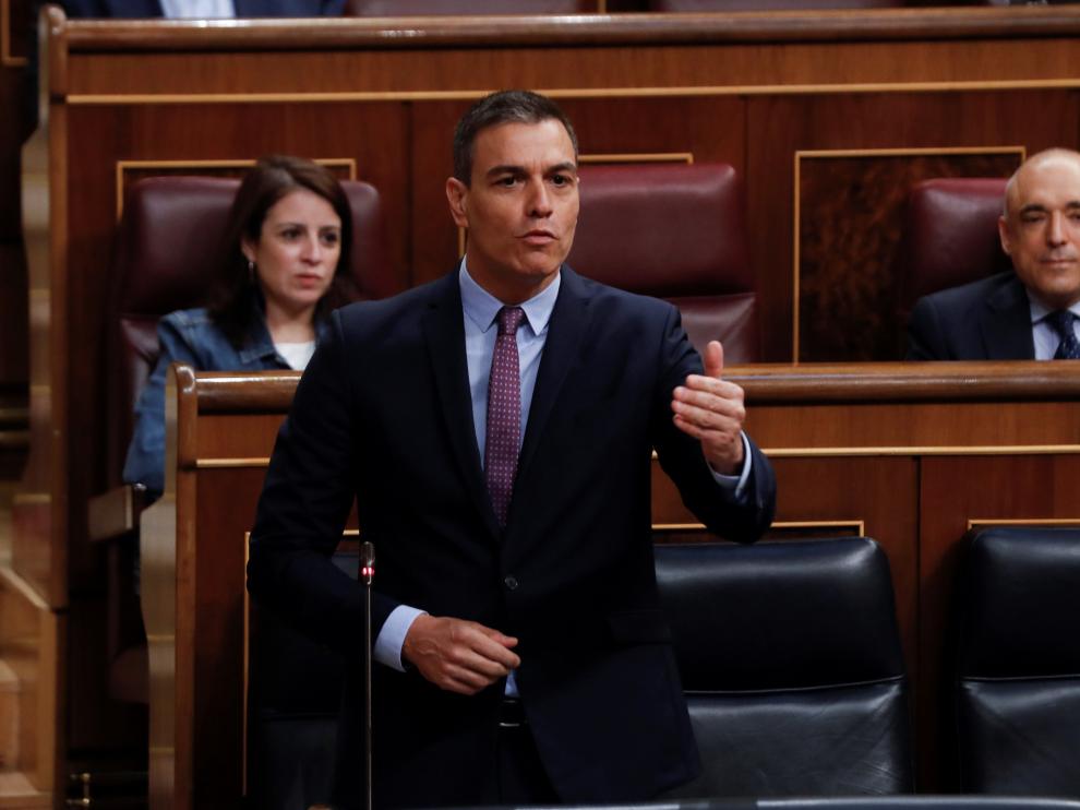 Pedro Sánchez este miércoles en la sesión de control al Gobierno en el Congreso.