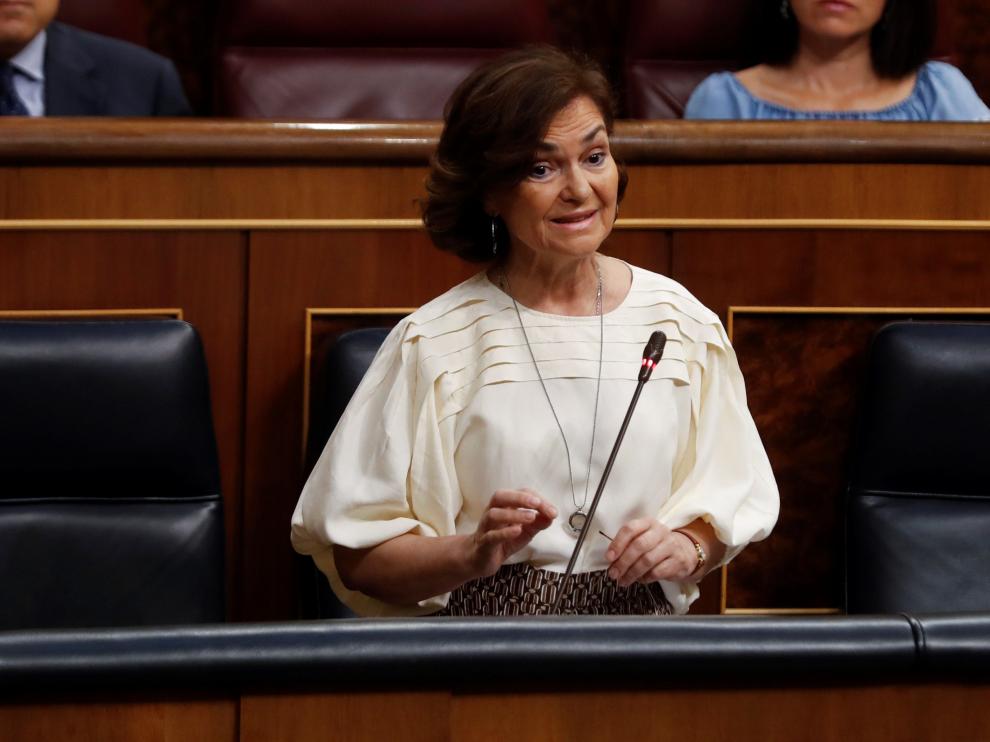 Carmen Calvo, en la sesión de control al Gobierno