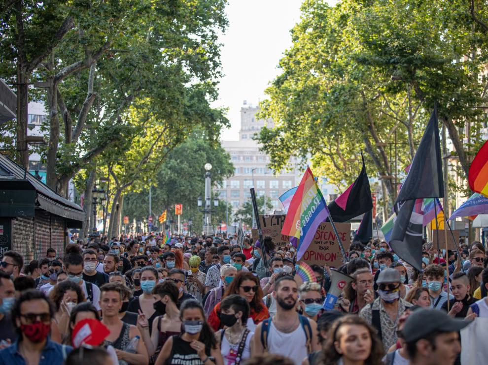 Imagen de la manifestación LGTBI de este sábado en Barcelona.