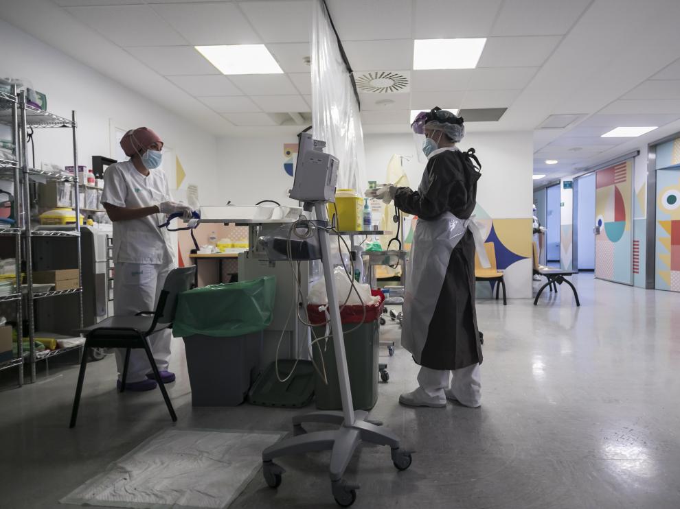 La antigua zona de pediatría del Royo Villanova se adaptó para atender la pandemia.