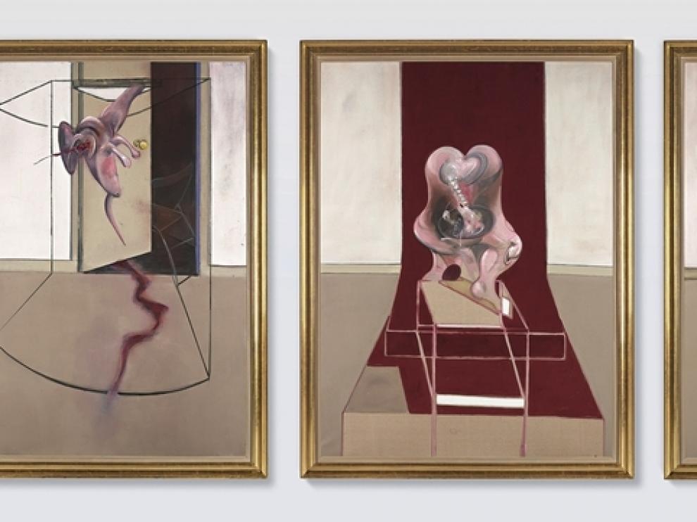Fotografía cedida por Sotheby's donde se muestra un tríptico del británico Francis Bacon, "Tríptico inspirado en la Orestíada de Esquilo" (1981).