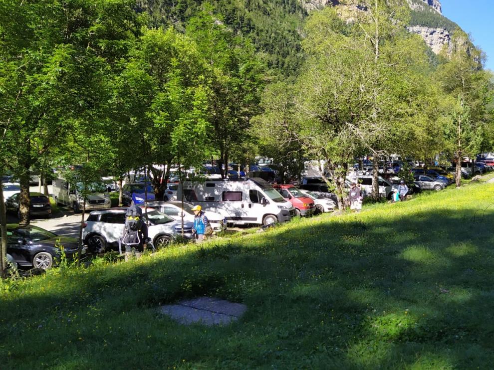 Imagen del parquin de Ordesa el pasado fin de semana.