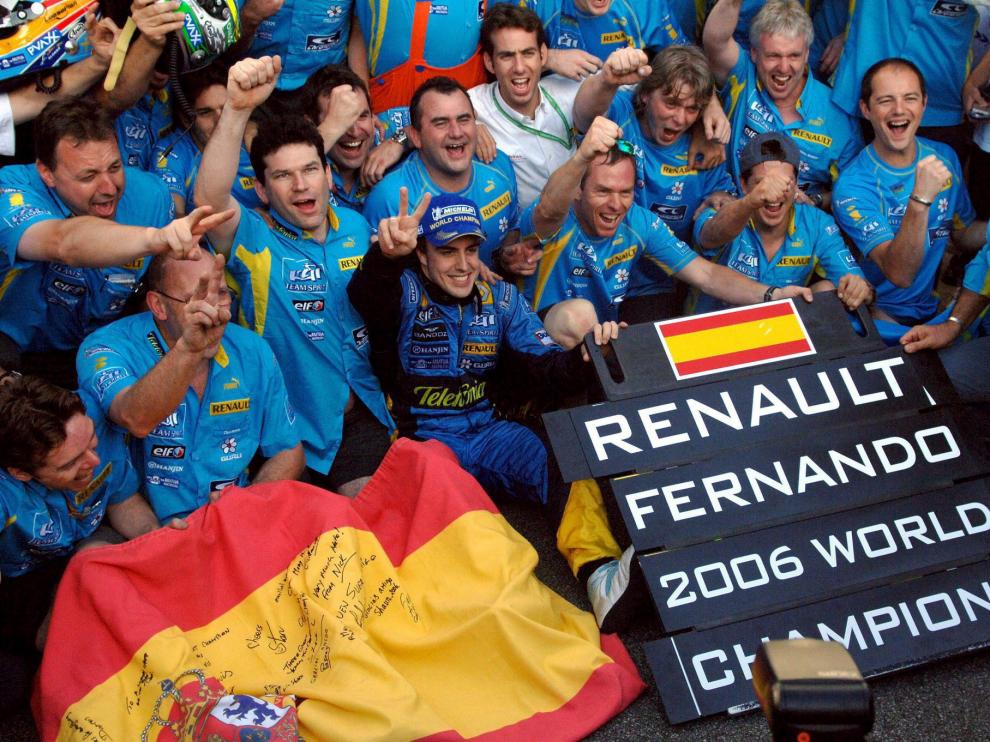 Alonso, cuando se proclamó campeón mundial de Fórmula Uno por segundo año consecutivo con Renault