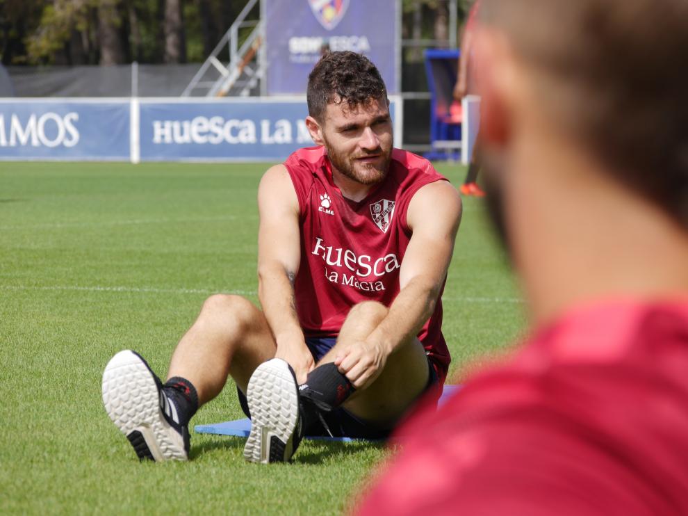 Javi Galán, en actitud distendida durante la sesión de este jueves.