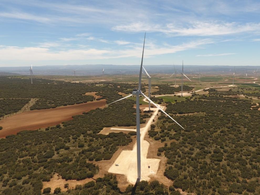 Imagen de algunos de los parques eólicos de Muniesa (Teruel).
