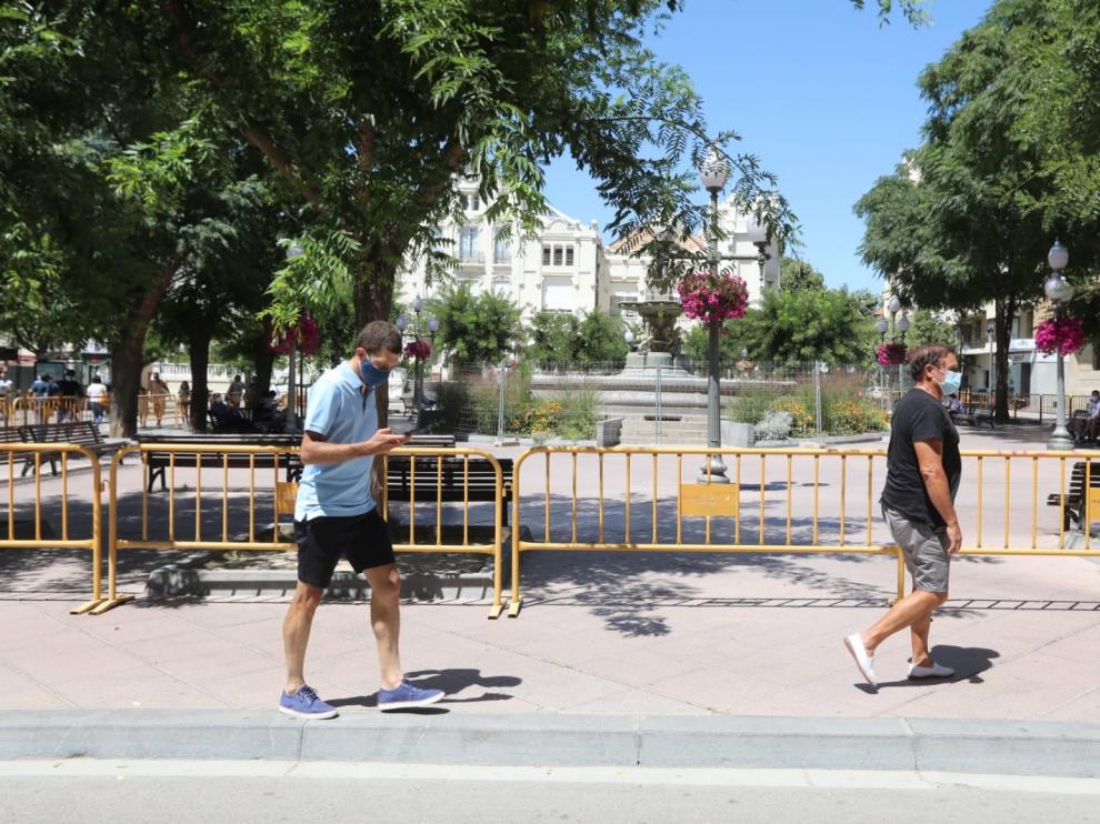 La plaza de Navarra de Huesca ya está vallada.