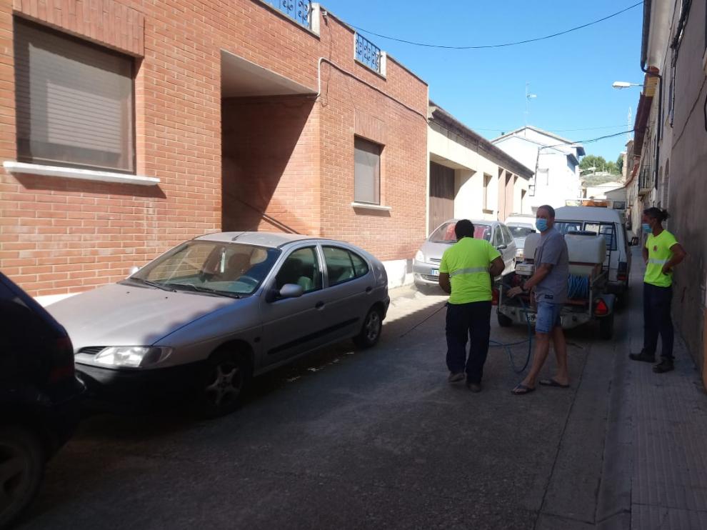 El consistorio ha intensificado las labores de desinfección en el municipio. Ayuntamiento de Sariñena.