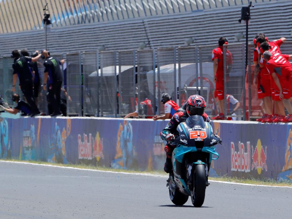 El piloto francés Fabio Quartararo entra en primera posición en Jerez.