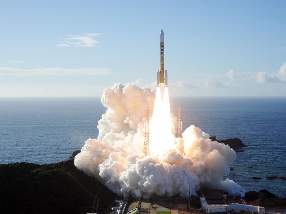 El lanzamiento del cohete de Mitsubishi Heavy Industries con la sonda 'Hope'