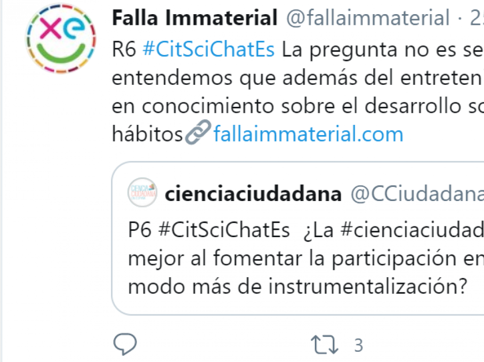 Una de las preguntas y respuestas en torno al diálogo #CitSciChatES